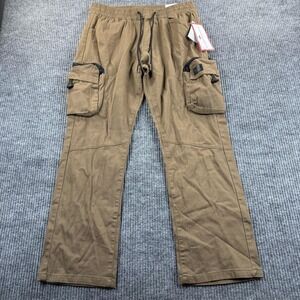 Ring Of Fire Pants Mens Medium Brown Joachim Cargo Elastic Waist Stretch Casual